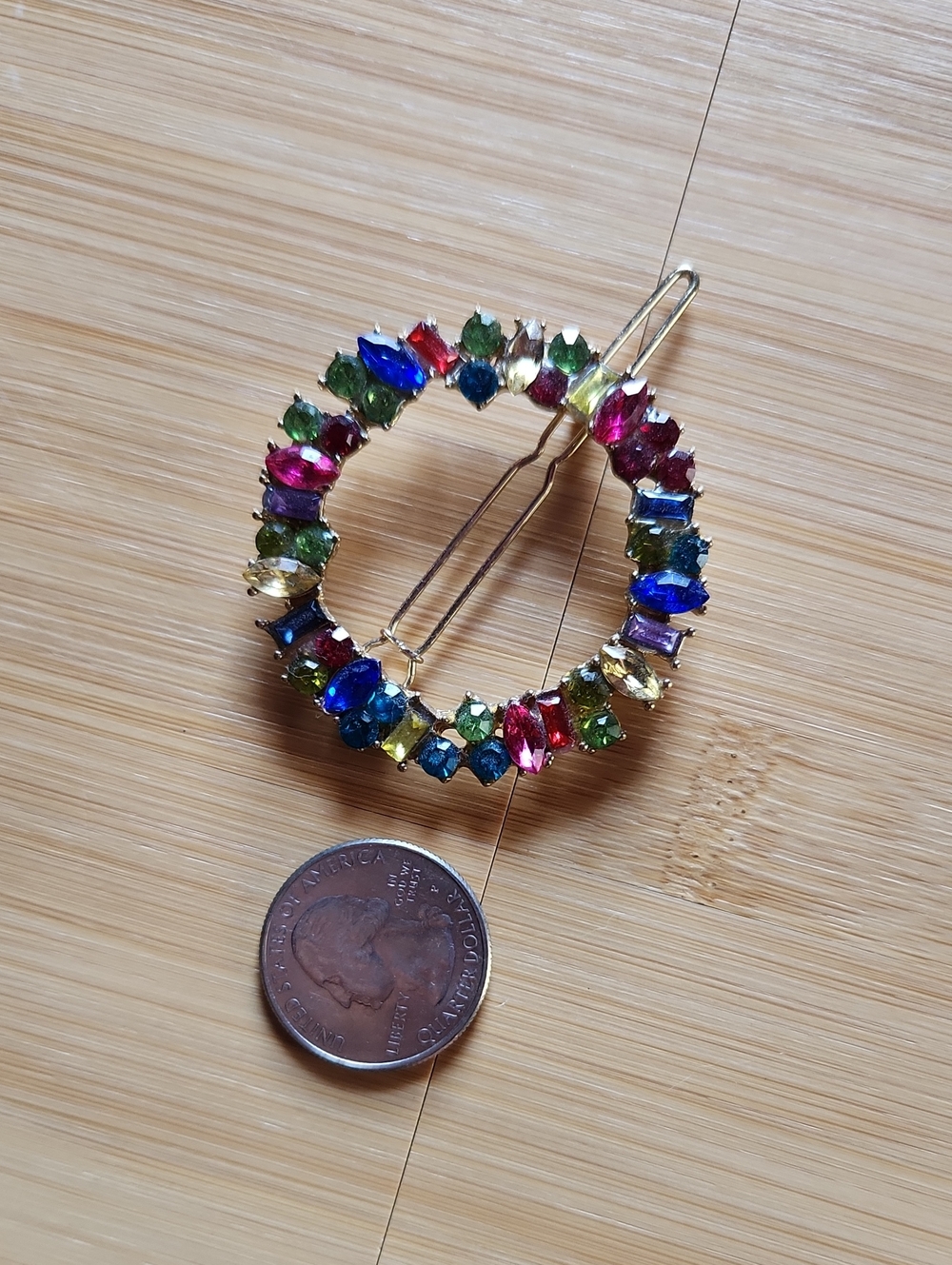 Multicolor Crystal Circle Hair Pin - Women Jewelry *A8